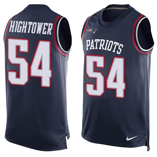 Nike Patriots #54 Dont'a Hightower Navy Blue Team Color Men's Stitched NFL Limited Tank Top Jersey - Click Image to Close
